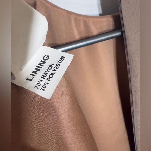 BARNEYS NEW YORK Beige Nude Italian Silk Wool Sheath Classy Dress Pockets 10 - Picture 6 of 10